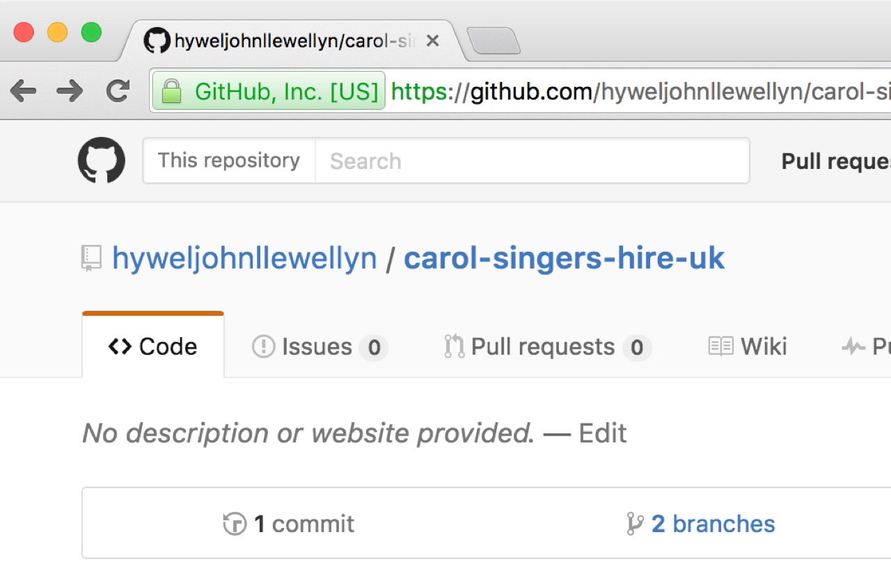 GitHub Repository select the 2 branches 